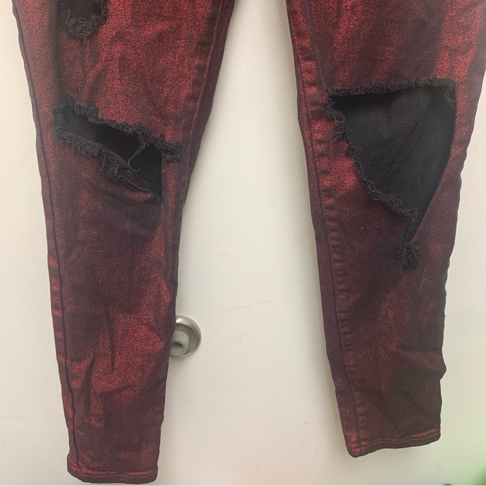 ModCloth Distressed Red Metallic Pants - Picture 8 of 12
